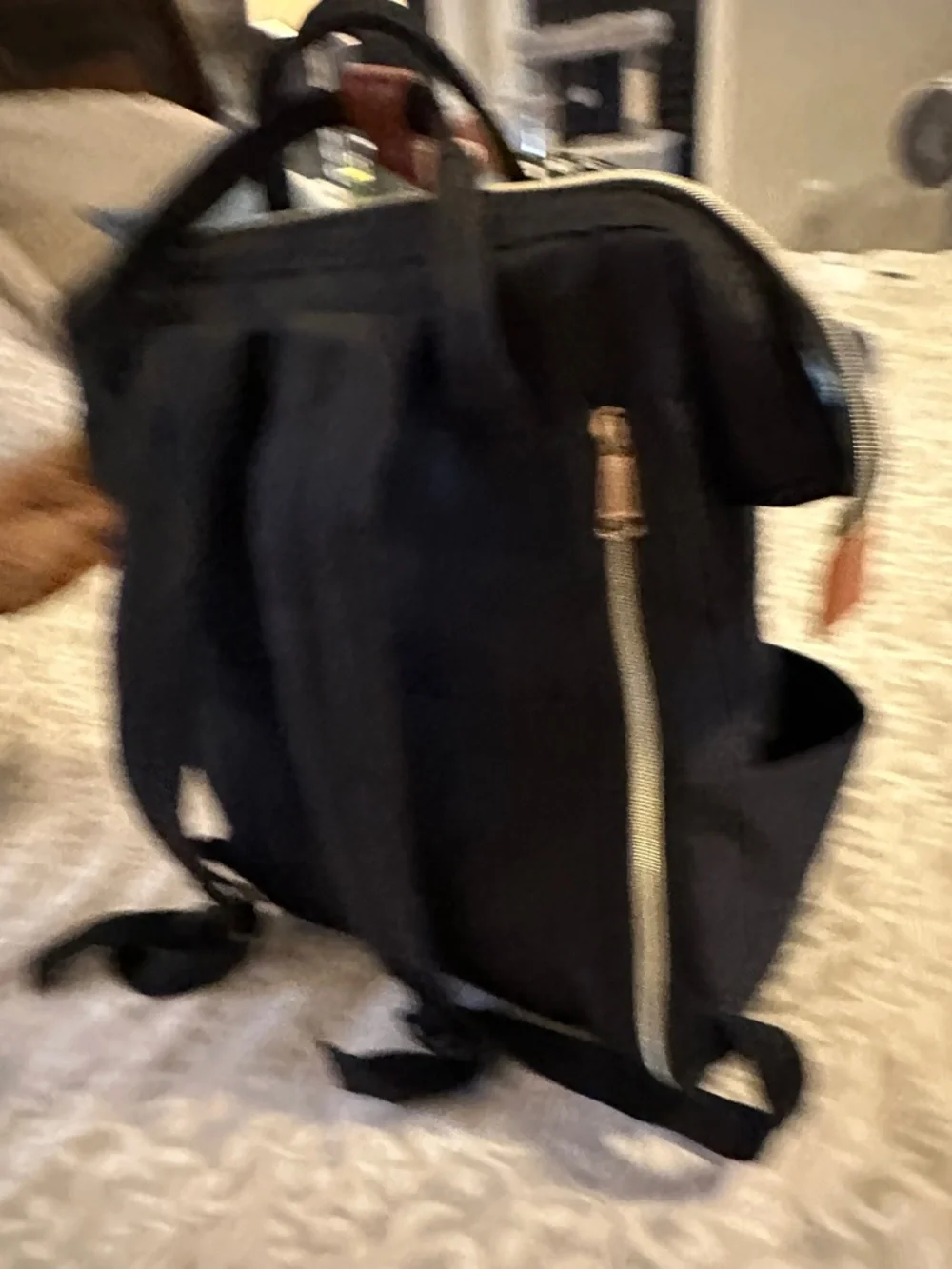 sowaovut Black backpack with Tan Trim Label